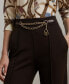 ფოტო #3 პროდუქტის Women's Chain-Trim Pleated Jersey Wide-Leg Pants