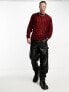 Фото #3 товара ASOS DESIGN fluffy knitted jumper with laddering in burgundy