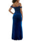 Juniors' Velvet Off-The-Shoulder Gown