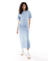 ASOS DESIGN crew neck midaxi t shirt dress with ruched sides in blue