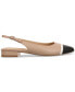 Women's Avril Capped-Toe Slingback Flats, Created for Macy's Nude/Black Patent, 5 м - фото #2