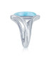 ფოტო #3 პროდუქტის Sterling Silver Oval Larimar with Open Sides Ring