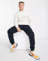 Jack & Jones Originals embroidered logo crew neck sweatshirt in white melange