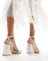 Be Mine Bridal Almee embellished block heel sandals in ivory ELFENBEIN, SATIN, 37 - фото #4