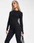 Фото #4 товара Threadbare Lottie ribbed wide leg jumpsuit in black