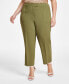 ფოტო #1 პროდუქტის Plus Size High Rise Fly-Front Ankle Pants