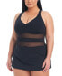Фото #1 товара Plus Size Don't Mesh With Me Skirted One-Piece Swimsuit