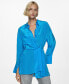 ფოტო #1 პროდუქტის Women's Asymmetrical Closure Long Satin Shirt