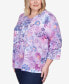 Фото #5 товара Plus Size Lavender Fields Triple Knotted Neck Watercolor Floral Top