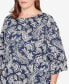 ფოტო #4 პროდუქტის Plus Size Paisley Puff Print Monotone Top