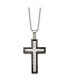 Brushed Hammered Black IP-plated Cross Pendant Ball Chain