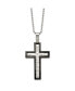 ფოტო #1 პროდუქტის Brushed Hammered Black IP-plated Cross Pendant Ball Chain