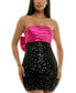 Фото #1 товара Juniors' Pleated-Satin Back-Bow Sequin Dress