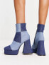 Lamoda 90s denim patchwork heeled boots in blue