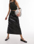 Фото #2 товара Topshop leather look midi skirt in black snake print