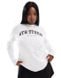 Фото #1 товара 4th & Reckless Plus exclusive long sleeve logo t-shirt in white