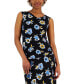 ფოტო #1 პროდუქტის Petite Printed Cowl-Neck Sleeveless Top