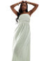 In The Style linen blend bandeau maxi dress in sage green