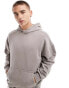 Hollister boxy fit hoodie in washed brown/grey