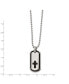 Polished Black IP-plated Cross Dog Tag on a Ball Chain Necklace