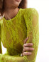 Annorlunda bow detail lace bodysuit co-ord in lime green