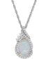 ფოტო #1 პროდუქტის Lab-Grown Opal (3/4 ct. t.w.) and White Sapphire (1/4 ct. t.w.) Teardrop Pendant Necklace in Sterling Silver