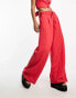 Фото #3 товара Bershka tailored high waisted trousers co-ord in red