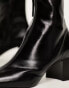 Фото #4 товара Mango round toe leather ankle boot in black