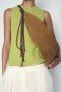 SPLIT LEATHER SHOULDER BAG WITH CORD STRAP