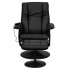 Massaging Black Leather Recliner And Ottoman With Leather Wrapped Base
