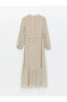 Фото #7 товара LCWAIKIKI Classic Fırfırlı Dik Yaka Çiçekli Uzun Kollu Kadın Şifon Elbise Elbise