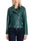 Women's Belted Leather Moto Coat, Created for Macy's