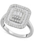 ფოტო #1 პროდუქტის Diamond Round & Baguette Square Halo Cluster Ring (1 ct. t.w.) in 14k White Gold, Created for Macy's