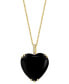 Фото #3 товара EFFY Collection eFFY® Onyx & Diamond (1/20 ct. t.w.) Heart 18" Pendant Necklace in 14k Gold