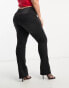 DTT Plus Phoebe belted high waisted wide leg jeans in black