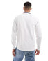 Fred Perry twin tipped long sleeve polo shirt in white weiß, S - фото #4