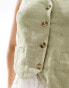 Фото #4 товара Threadbare linen blend waistcoat in green