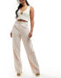 Фото #1 товара Missyempire tailored linen look wide leg trousers in beige