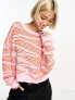 Only textured jumper in pink and orange print