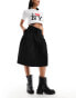 Фото #1 товара ASOS DESIGN pleated knee length skirt in black