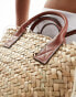 Mango woven bucket crossbody bag in brown