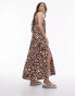 Topshop abstract floral print midi beach dress in chocolate M - фото #6