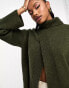 4th & Reckless front split roll neck jumper in khaki