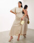 Фото #2 товара ASOS EDITION washed one shoulder midaxi dress with ruched detail in beige