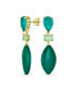 ფოტო #1 პროდუქტის Unique Geometric Green Amazonite Rhombus Teardrop Rectangle Multi Shape CZ & Natural 3 Multi-Tier Gemstone Party Dangling Earrings in Gold Plated