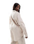 Фото #4 товара Esmee Exclusive Curve textured oversized long sleeve beach shirt in oat