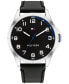 ფოტო #1 პროდუქტის Men's Black Leather Strap Watch 44mm