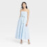Фото #1 товара Women's Belted Midi Bandeau Dress - A New Day Blue/White Striped 6