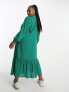 ASOS DESIGN Curve high neck smock maxi dress in green spot