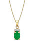 ფოტო #1 პროდუქტის Emerald (3/4 ct. t.w.) & Diamond (1/20 ct. t.w.) Oval 18" Pendant Necklace in 14k Gold